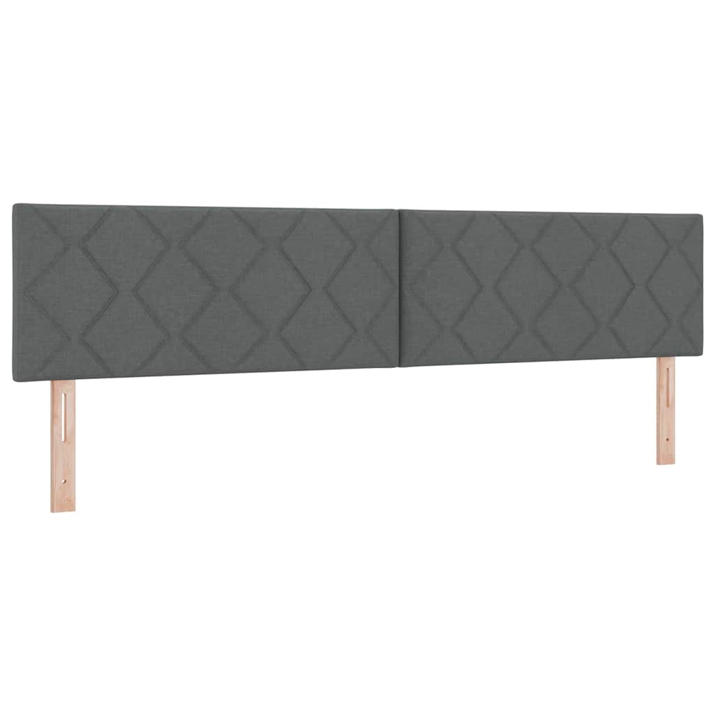 Box Spring Bed with Headboard Dark Grey 200 x 200 cm Fabric
