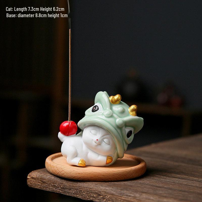 Керамический Держатель для благовоний в виде кота: Милый ornament-питомец «Танец льва» для декора дома.