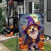 Happy Halloween Garden ags, Halloween Witch Hat Corgi ag, Polyester Holiday Dog Welcome Yard Banner 12x18 Inch Double Si EEN