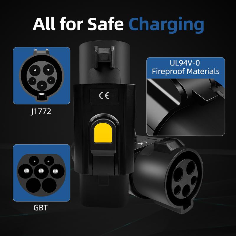 EVqiaoyi Type 1to GBT Adapter AC 250V 32A J1772 to GB/T Car EV Charging Adaptador