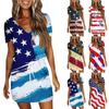 Женское летнее повседневное модное платье с короткими рукавами и кулиской на день независимости