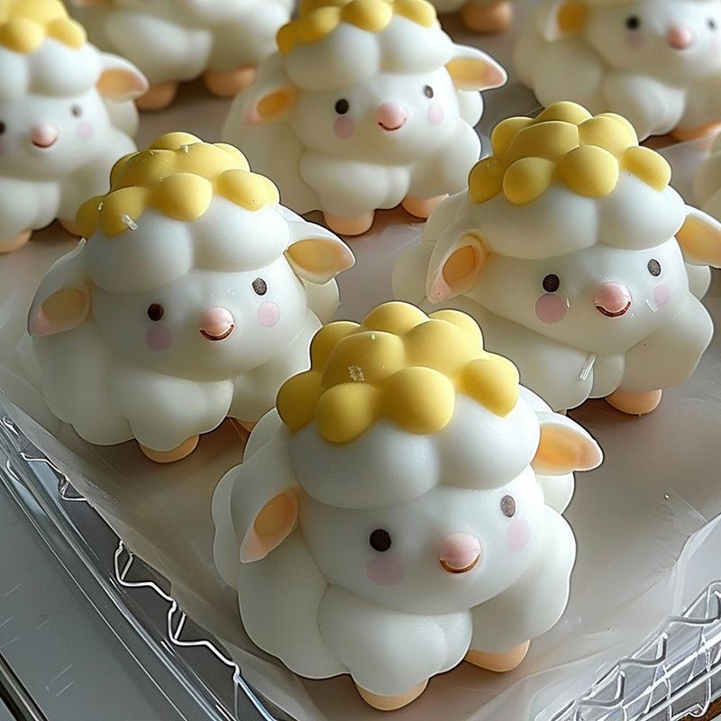 3D Sheep Shape Jelly Mold Kitchen Baking Mould Candle Silicone Mold Diy Cute Sheep Diffuser Stone Handmade Soap Handmade Gift