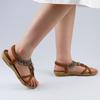 Retro Ladies Sandals Fashion Flowers Stitching Summer Rhinestone Shoes Elastic Band  Platform  Open Toe Outer Wear