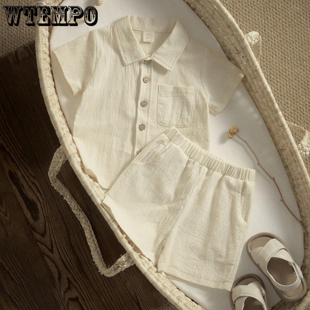 6M-4Y Summer Baby Boy Clothes Sets Toddler Infant Kid Solid Color Shirt Tops Shorts Casual Outfits Soft Summer Clothing