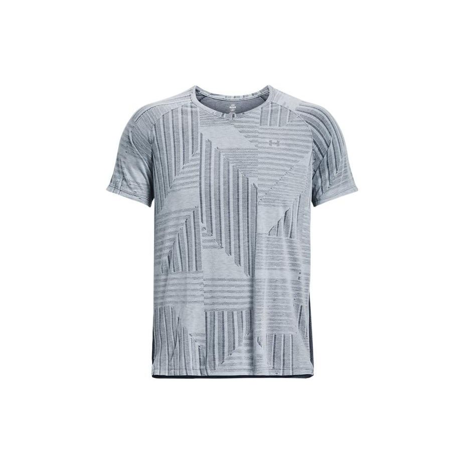 Under Armour Spliced Stripe Crew Neck Short Sleeve T-Shirt Men Tops Blue 1376516-465