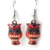 [N0982] - Red Orange 'Owls' Earrings