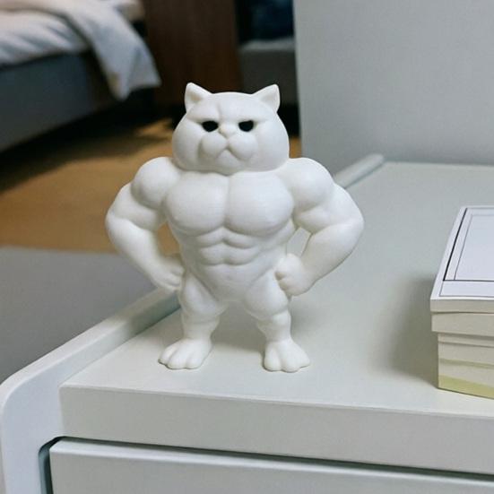Статуэтка Мускулистый Кот, 3D-печатная стоячая фигурка мускулистого кота, Забавная причудливая фигурка котенка, Настольное украшение для гостиной, спальни, офисного стола, шкафа