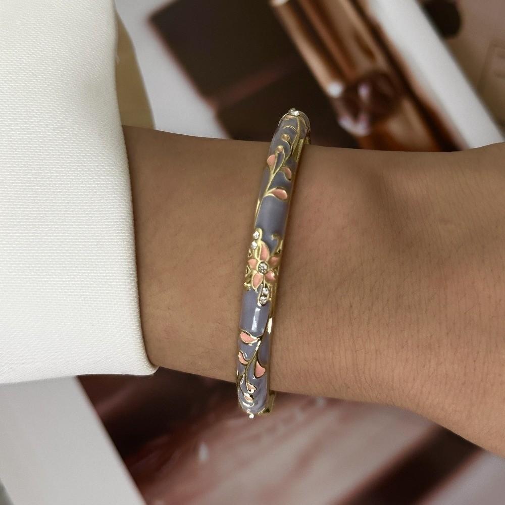 Zinc Alloy Enamel Flower Bracelet Drip Oil Ethnic Style Bracelet Gift Giving