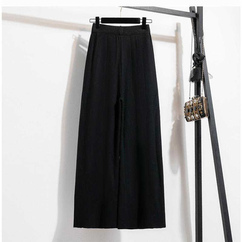 DIMANAF 2025 Осень Зима Женские Брюки Большого Размера Новая Мода Женские Длинные Брюки Оверсайз Свободные Брюки Вязаные