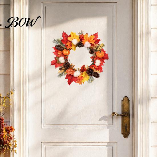 Static Cling Removable Window Sticker Thanksgiving Autumn Wall Decal, Maple Leaf Pinecone Pumpkin Harvest Sticker, Pine Cone Pattern Waterproof