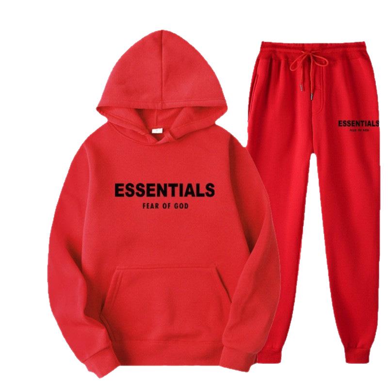 Мужской комплект из худи с флисовой подкладкой ESSENTIALS и спортивных штанов от американского модного бренда для осени/зимы