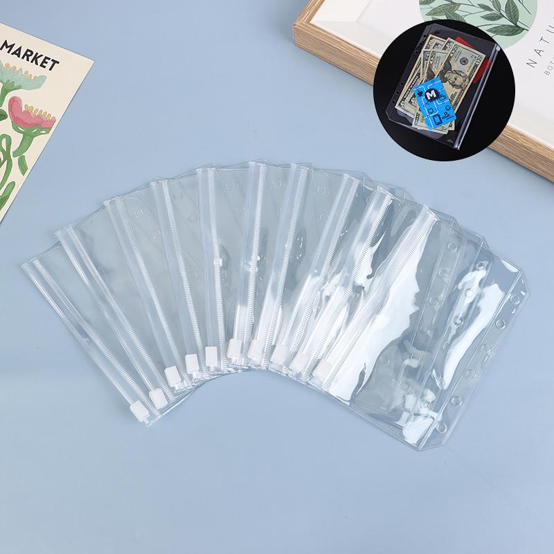 10 шт. конверты для наличных денег формата А7 для составления бюджета, прозрачные папки на молнии, карманы для переплета, сумка с вкладышами для 6-отверстий, сумка для хранения документов