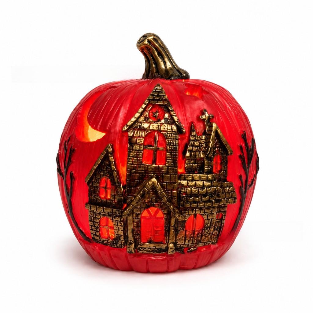 Halloween Resin Pumpkin Lantern Outdoor Yard Decor With Led Light For Festive Celebrations