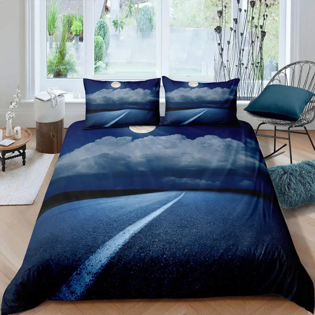 Highway Duvet Cover Set Tornado Lightning Bedding Set Disaster Queen King 2/3 Pcs Polyester Quilt Cover For Adults Boys Teens