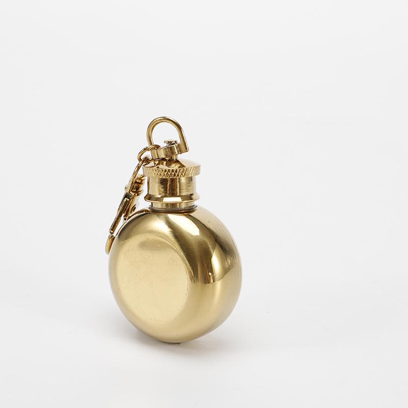 1PC Portable Round Bottle 304 Stainless Steel Bottle 1 Oz with Keychain Liquor Bottle