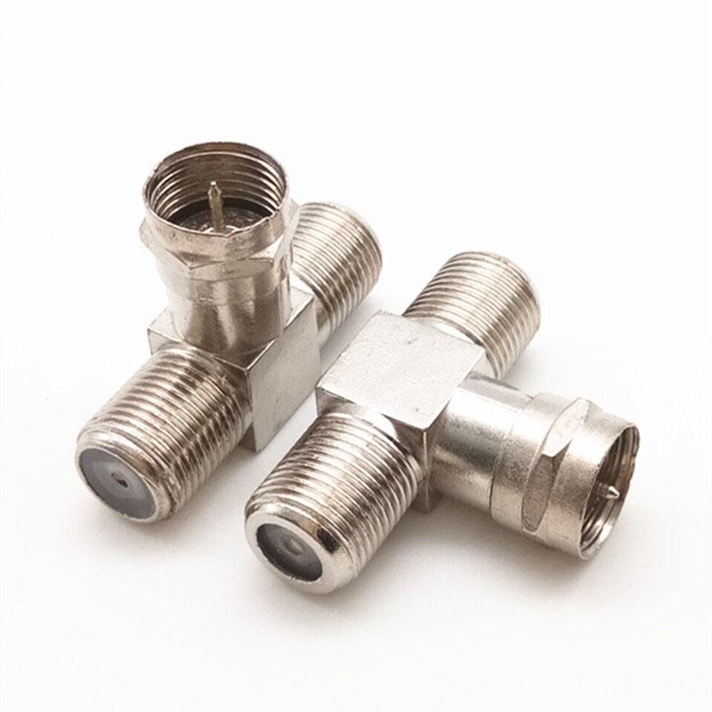 F Male Female Socket To 2 F Female Adapter Connector 3Way T Type Splitter Sma Male To Two Sma Female T Plug Coaxial Cable