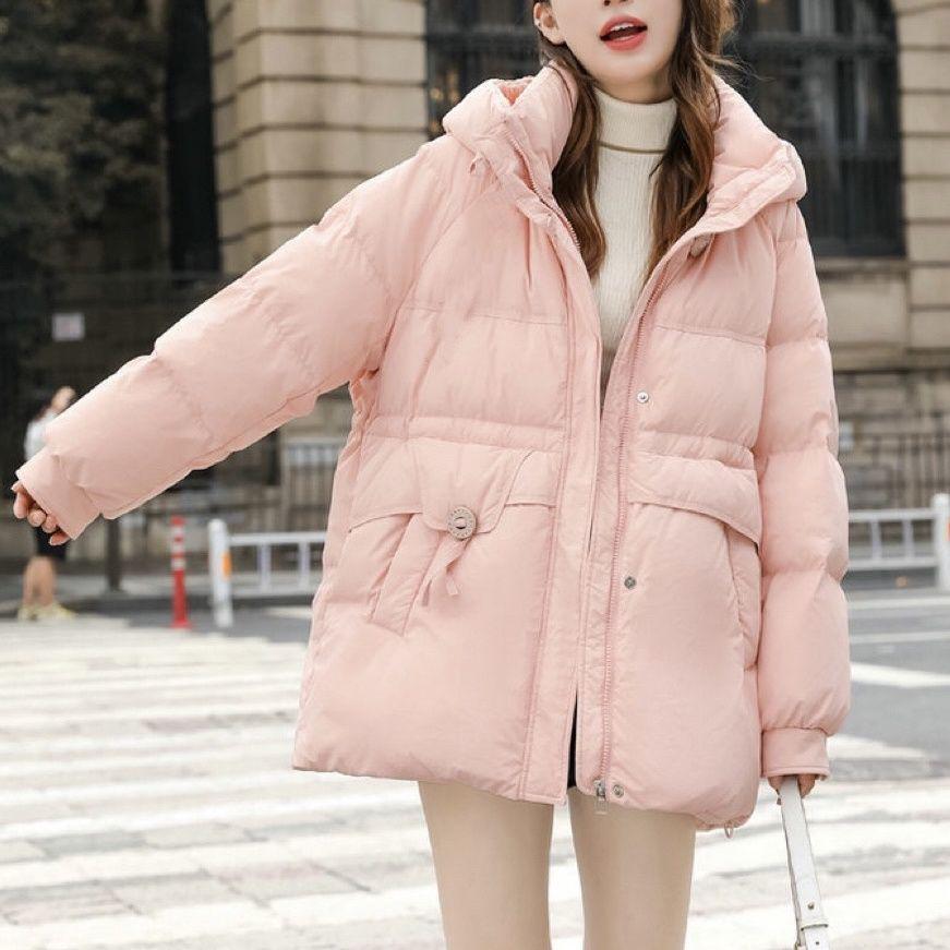 Женский пуховик средней длины в корейском стиле с капюшоном - Приталенный, Теплая зимняя верхняя одежда для поездок на работу
