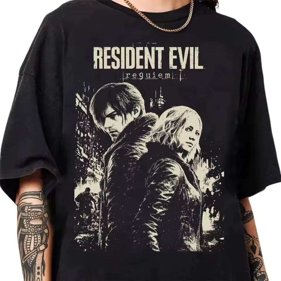 2026 Retro Resident Evil Requiem T shirt, Resident Evil Game T shirt Summer New Retro Men's and Women's Casual Fashion T shirt