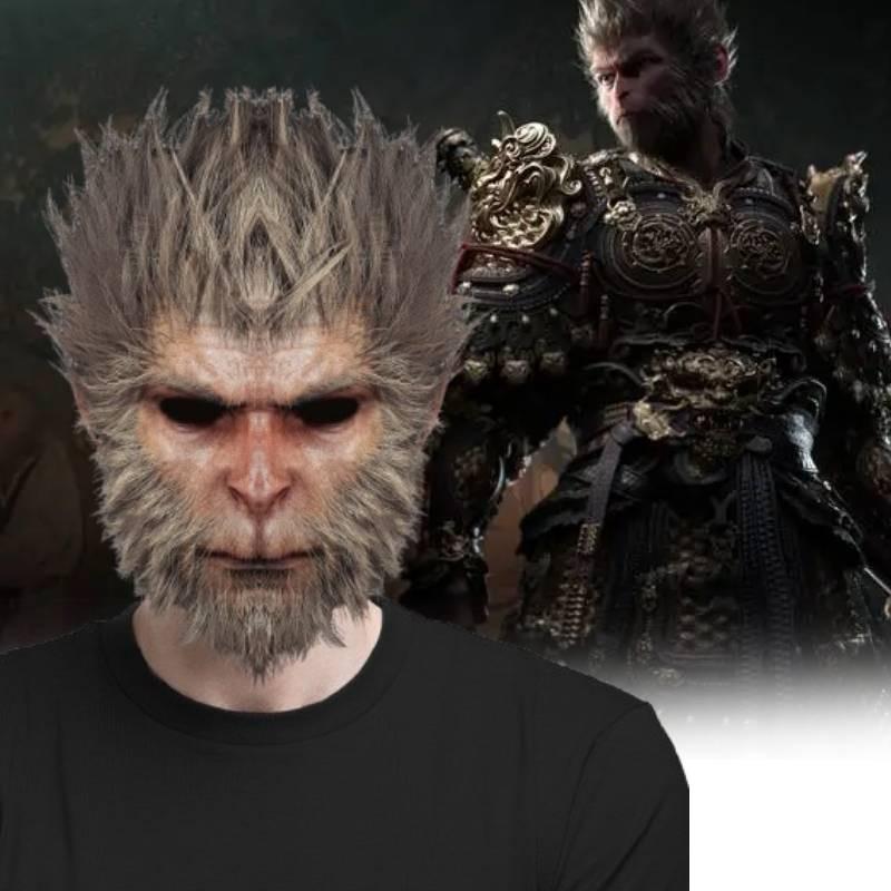 Unique Black Myth Wukong Mask Playful Monkey Headpiece For Halloween Cosplay Events