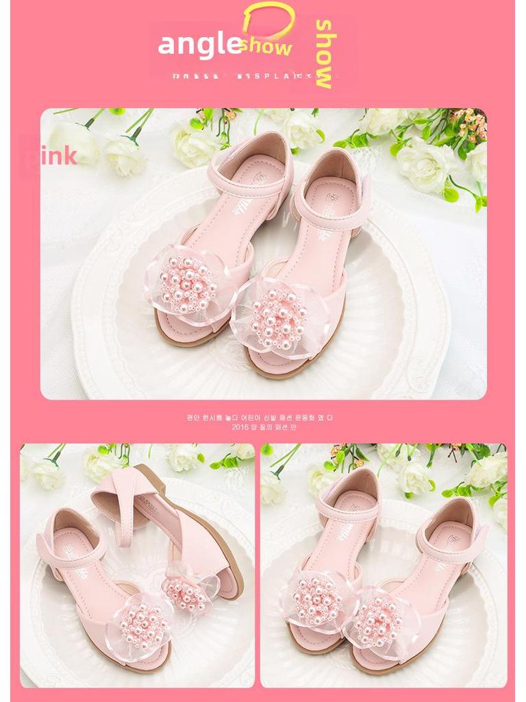 2024 Новые мягкие кожаные сандалии принцессы для девочек - Летняя танцевальная обувь для малышей и маленьких девочек