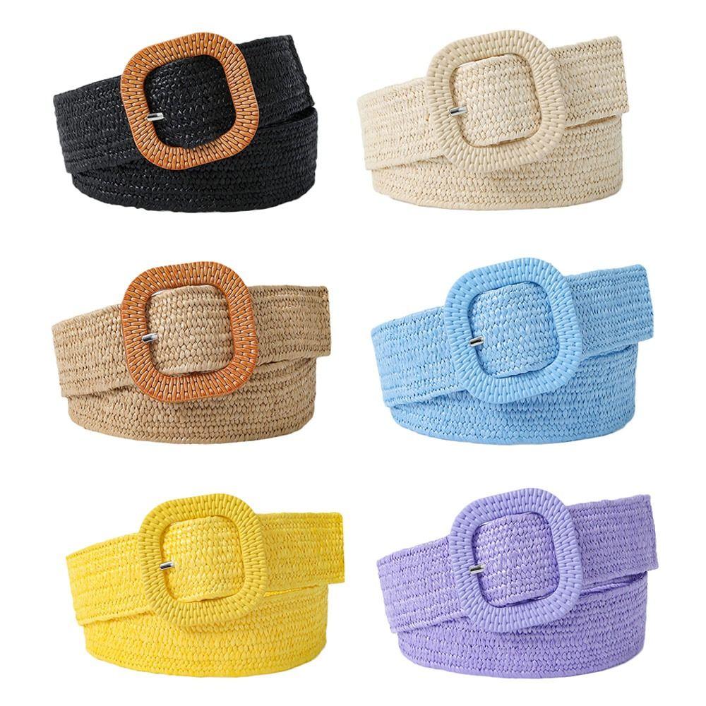 Fashion Bohemian Summer Waistband Straw Woven Belt Braided Belts Waist Belt