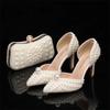 Fashion New Luxury High Heels Women's Shoes with Fine Heels and Pointed White Pearls Bridal Wedding Shoes Fashion Casual Sandals