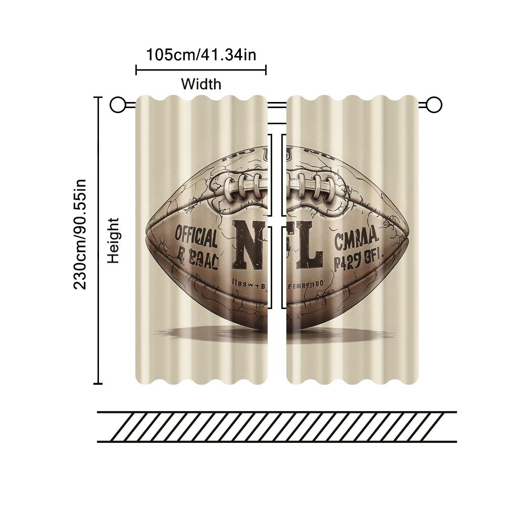2 Pcs, Filtering Curtains (excluding Rods, Non-movable, Without Batteries) American Football1backgroundsuitable for Use In