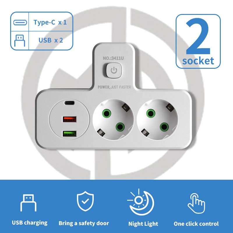 European Style Russian One To Many with USB Charging Conversion Socket  Central and Eastern European Standard Small Night Light Plug