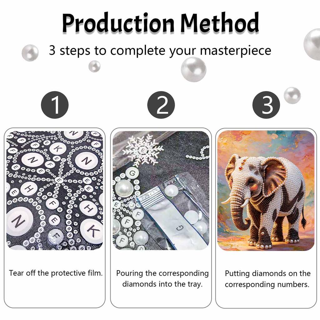 Набор для рисования жемчугом DIY Безрамный холст со слоном Блестящее искусство из бусин Творческое рукоделие для декора спальни гостиной