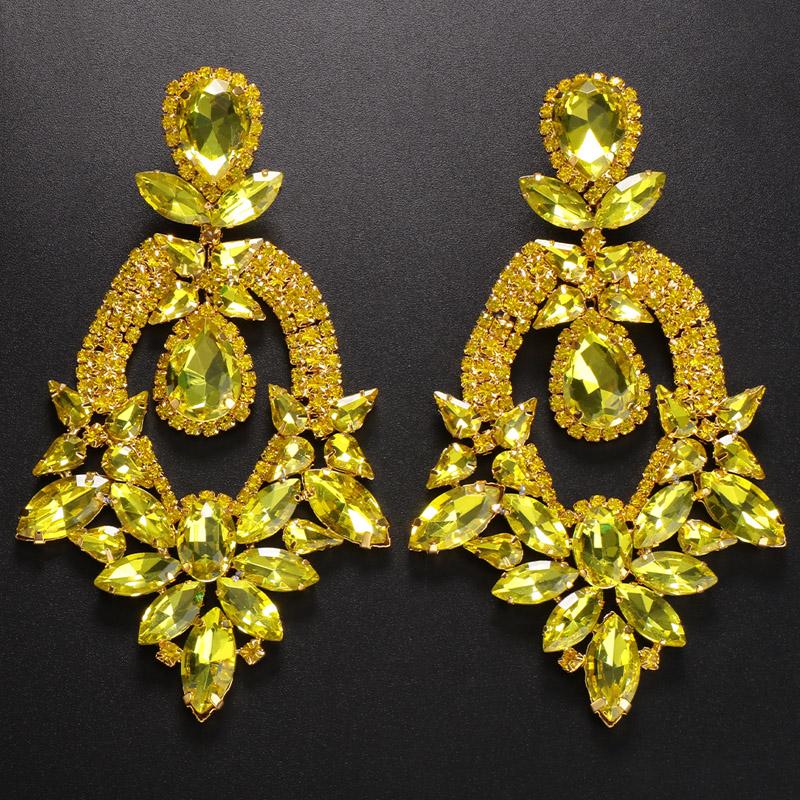 Stonefans желтые серьги-капли с кристаллами, роскошные ювелирные изделия для женщин, висячие серьги с преувеличенными стразами, аксессуары для ушей королевы