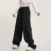 Hippie Black Striped Jogging Sweatpants Women Vintage Harajuku Streetwear Oversized Sports Pants Drawstring Mopping Trousers