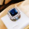 Luxury Deep Blue Solitaire Rings for Women Engagement Wedding Noble Female Finger Ring Gift Timeless Classic Jewelry