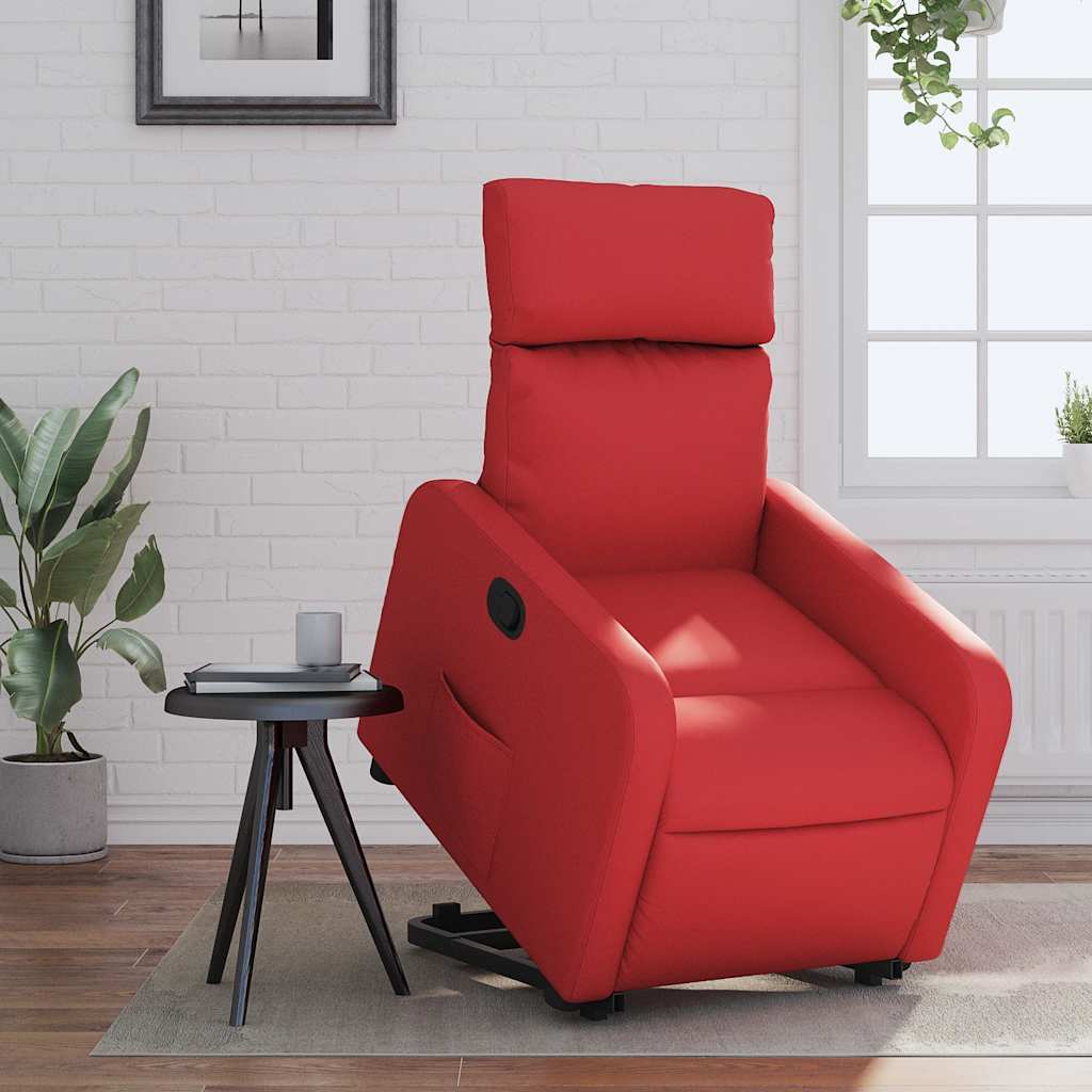 Recliner with Rising Aid Red Faux Leather