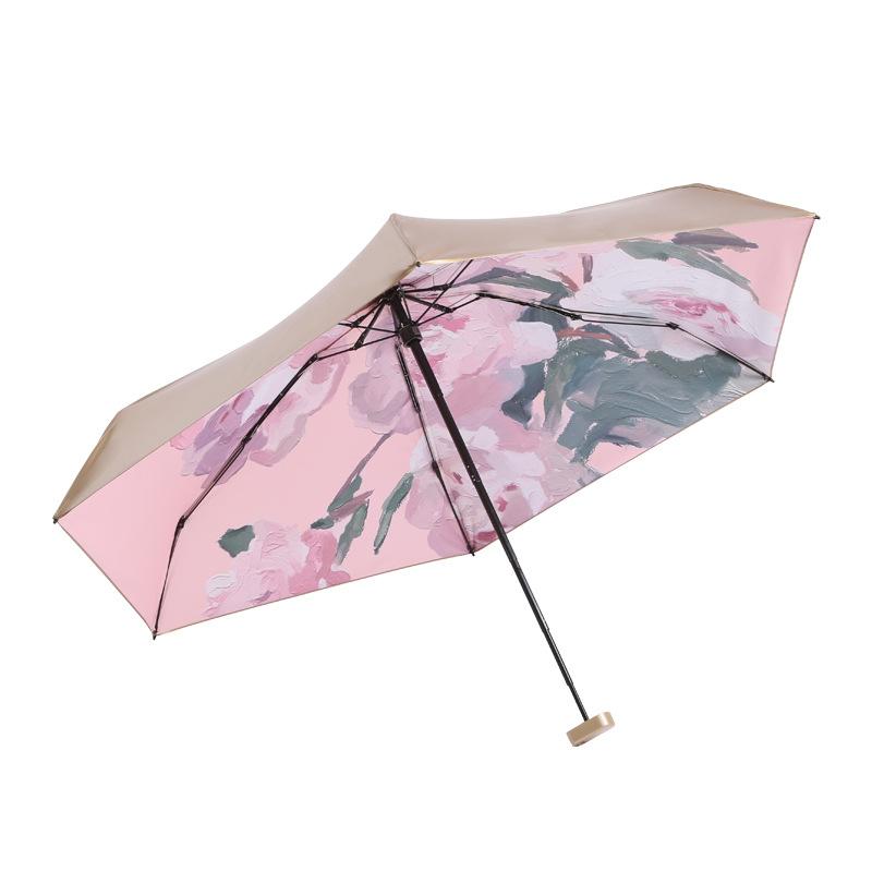Flat 60% Fold Pocket Umbrella, Sun Card Umbrella, Gold Glue, Sun Protection and Sun Protection Umbrella, Small Fresh Umbrella, Women's Folding