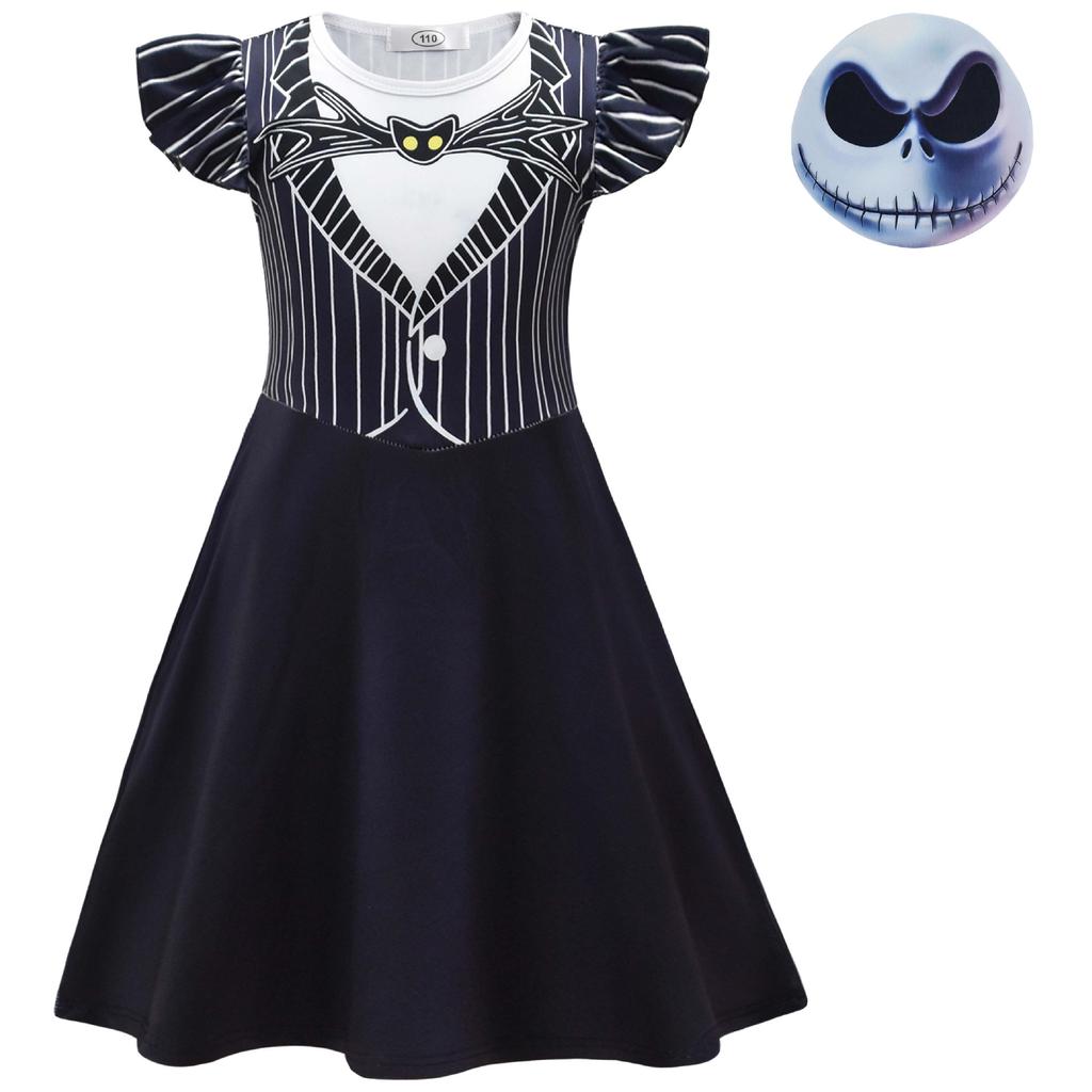 New Halloween Night Cry Jack Cosplay Costume, Middle-Aged And Older Children'S Flying Sleeve Dress + Bag