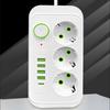 3-Outlets EU Outlet Power Strip 2m Extension Cord Smart Home Universal Plug  Travel