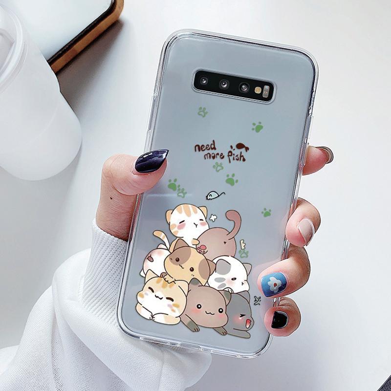 For Samsung Galaxy S10 S10E S 10 Plus Phone Case Cartoon Back Cover Transparent Soft Silicone Flower Funda For Samsung S10+ Cute