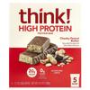 Think!, High Protein Bars, Chunky Peanut Butter, 5 Protein Bars, 60G (2.1Oz) Each