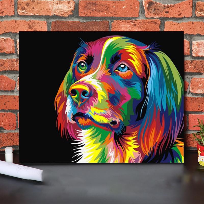 Яркая абстрактная картина на холсте с тигром и львом для современного декора гостиной 40x30см