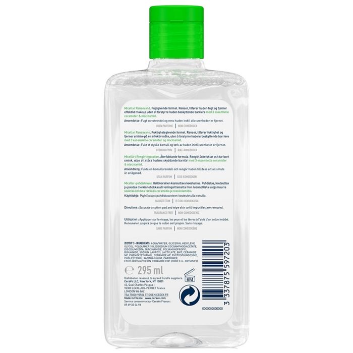 Eau Micellaire - Cerave - 295ml - Hydratante - Sans parfum - Peaux sensibles