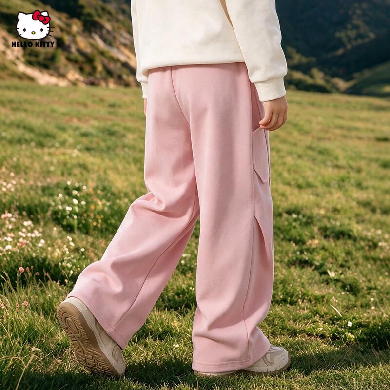 Hello Kitty Girls' Casual Cargo Wide-Leg Pants