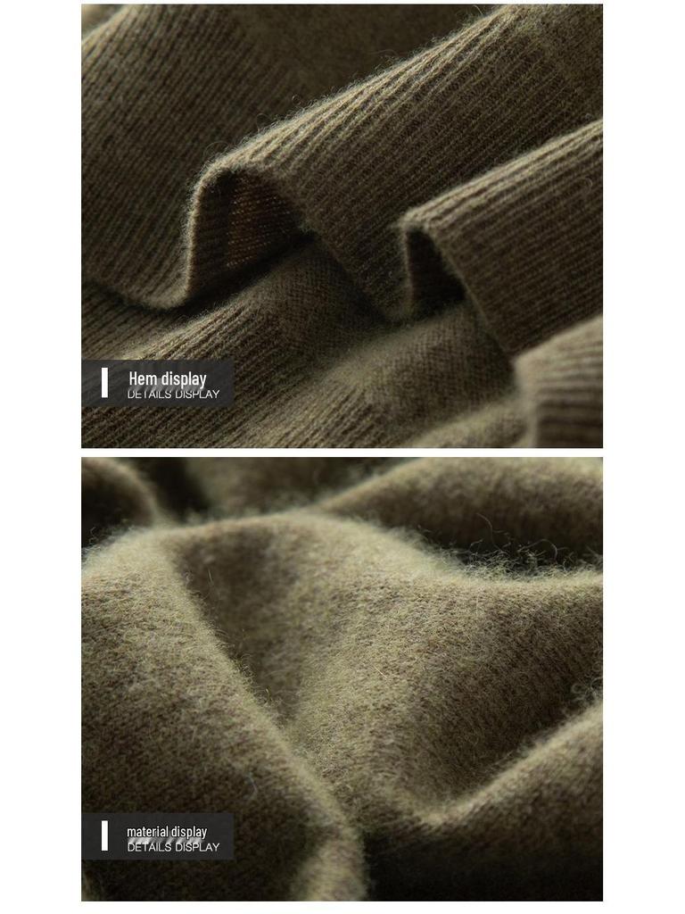 2023 Men's Plus Size Cashmere Sweater - Business Casual, Half-High Neck, Autumn/Winter Knit