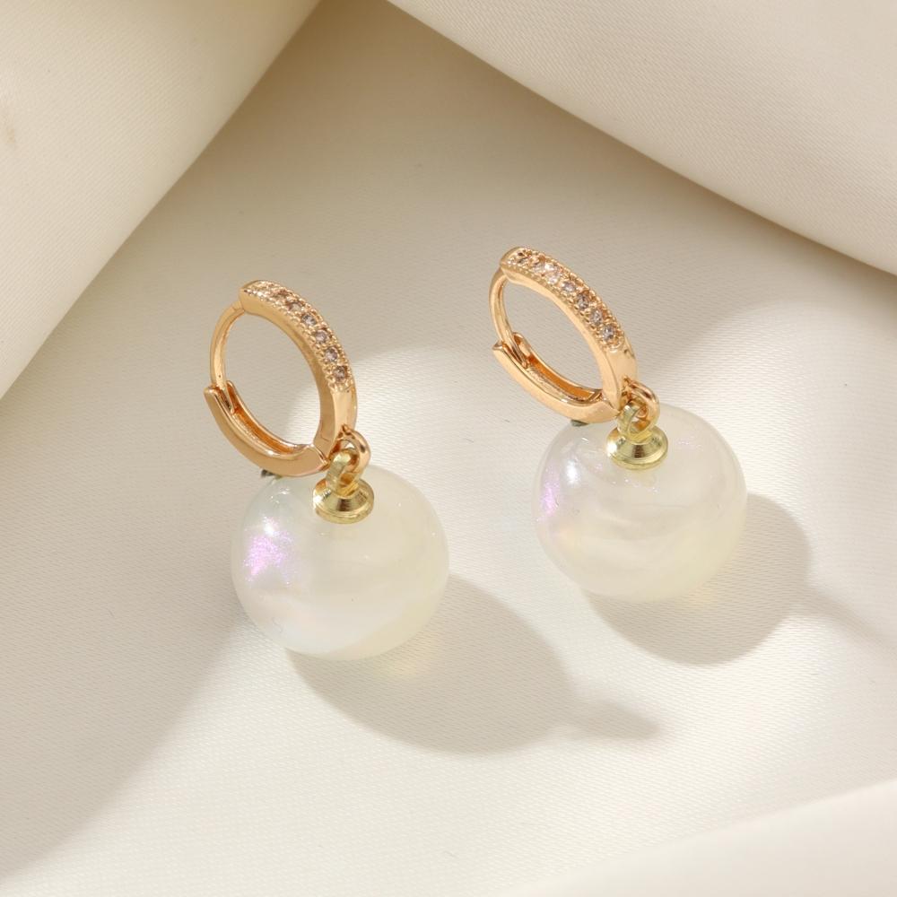 New Fashion Bread Round Big Pearl Dangle Earrings For Women Wedding Jewelry Gift Temperament Cubic Zirconia Eardrop