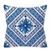 Watercolor Blue Pillowcase Geometry Ethnic Floral Print  Cushion Cover Modern Boho Decor Livingroom Sofa Pillowcase 45*45cm