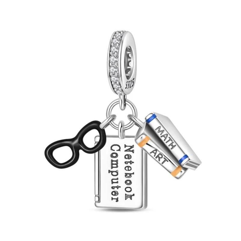 Снова в школу Медные шармы Сумка Наушники Кубик Рубика Часы Игровая консоль Бусина Подвеска Подходит для браслета Ожерелье Ювелирные изделия