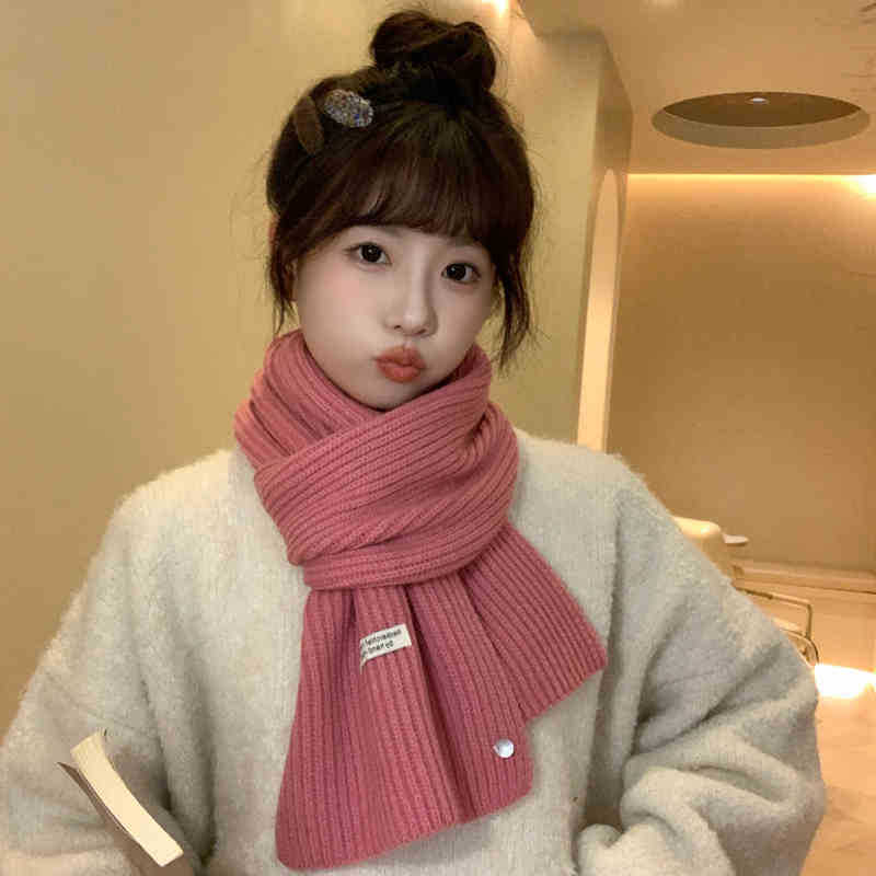 Imported Shell Buckle ~ Decoration Containing Wool Wool Scarf Solid Color Student Scarf Warm Season Men And Women
