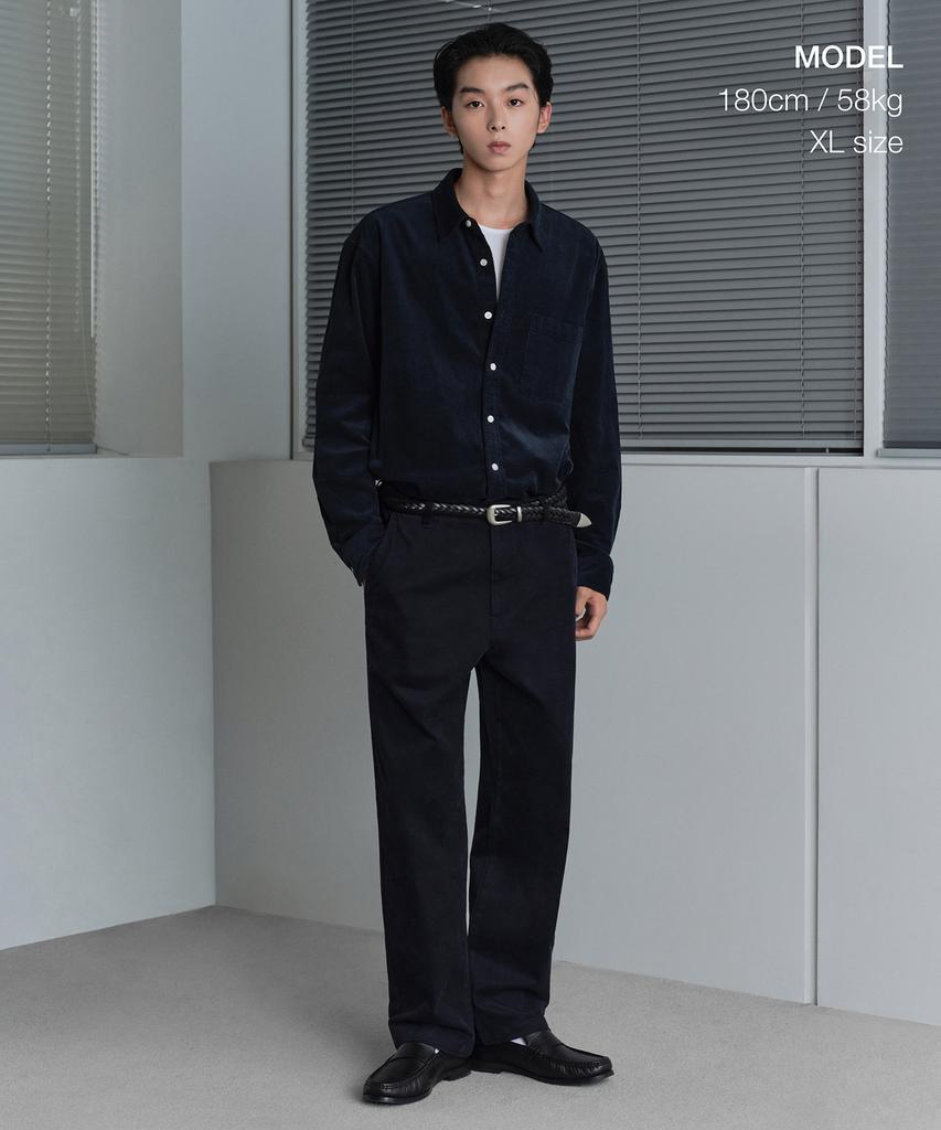 MUSINSA STANDARD Relaxed 16W Corduroy Shirt [Navy]
