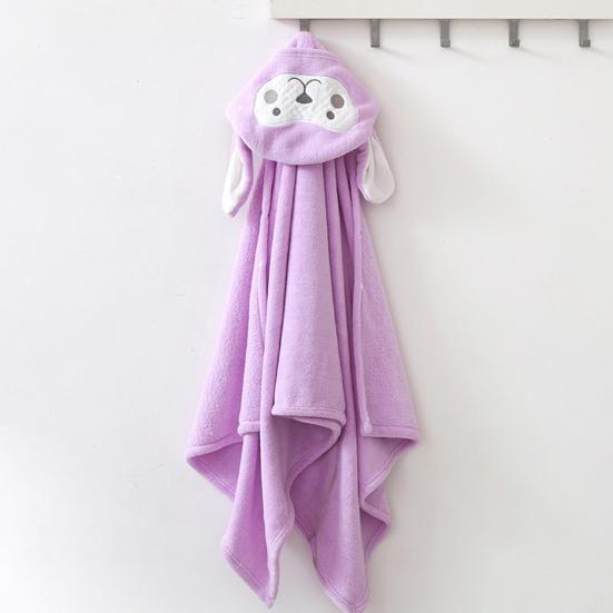 Hooded Baby Towel Button-up Absorbent Bathrobe Cartoon Animal Coral Velvet Cape Towel for Girls Boys Toddlers Home Pool Use