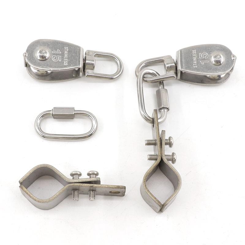 2~20Pcs SS304 Stainless Steel Pulley Telescopic Sunshade Net Installation Parts Sun Shade Nets Accessories M15 Movable pulley