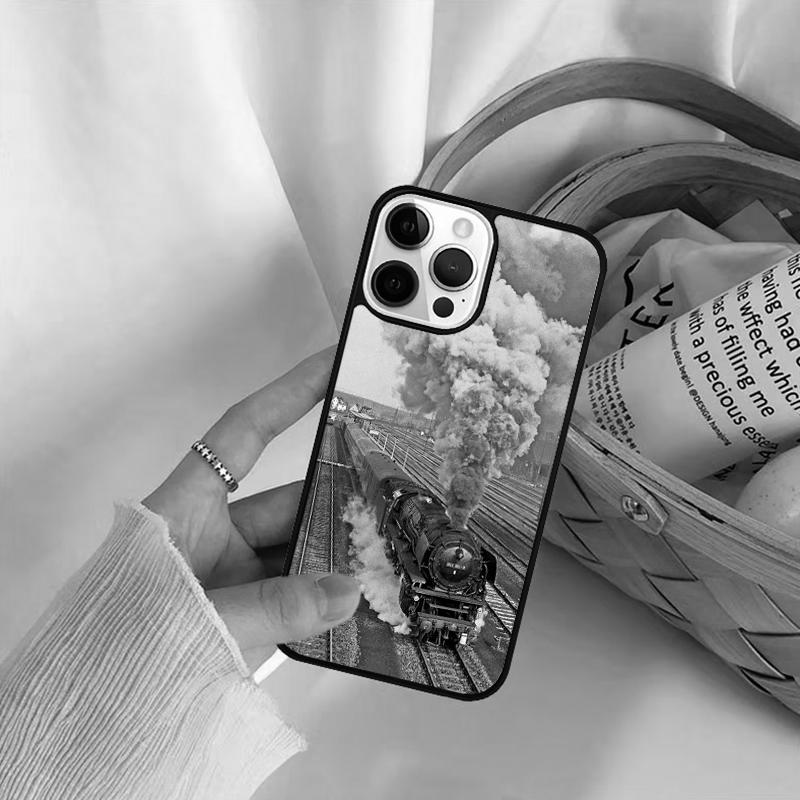 Vintage Steam Train Railway Phone Case For iPhone 17 Air 16 15 14 11 12 13 Pro  MAX Plus coque Cover Shell